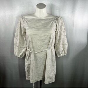 Talori White & Blue Striped Off Shoulder Tunic Dress L